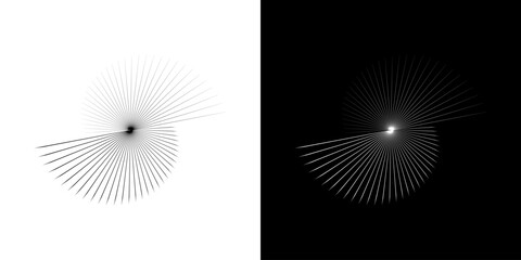 Dynamic abstract spiral sound wave rhythm lines. Circular spiral sound wave rhythm of lines. Circular futuristic abstract lines, black and white background.