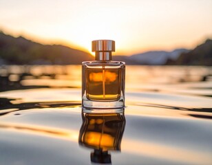 Perfume bottle fragrance scent sunset reflection