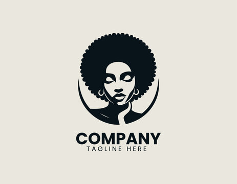 Empowered African Woman Elegant Silhouette Cultural Beauty Vector Logo Design