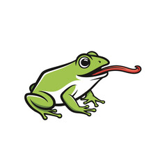Funny Frog Logo, Frog Sticking Out Its Tongue