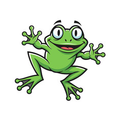 Funny Frog Logo, Happy Frog Jumping With a Goofy Expression
