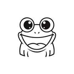 Simple Funny Frog Logo With Big Eyes and a Wide Smile