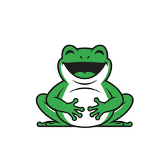 Funny Frog Logo, Frog Character Laughing With Hands on Belly, Animal Vector Illustration