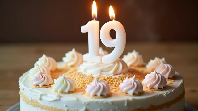 Delicious Birthday Cake Nineteen Candles Festive Treat Sweet Celebration