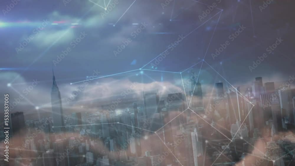 Poster opening shot showing nodes appearing connecting into network mesh visualizing digital connectivity