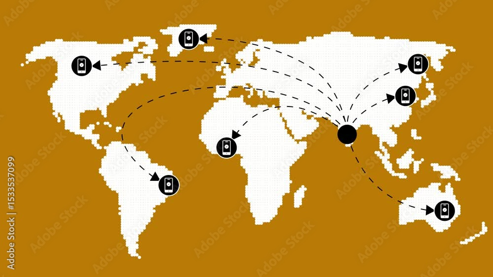 Poster social networking service concept .global mobilephone communication, social network, teamwork, conne