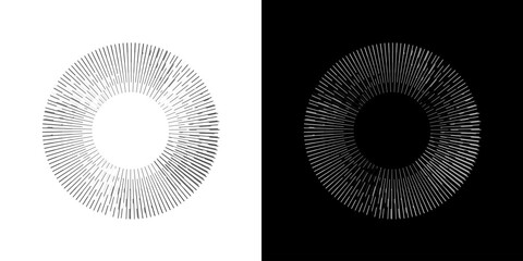Dynamic abstract spiral sound wave rhythm lines. Circular spiral sound wave rhythm of lines. Circular futuristic abstract lines, black and white background.