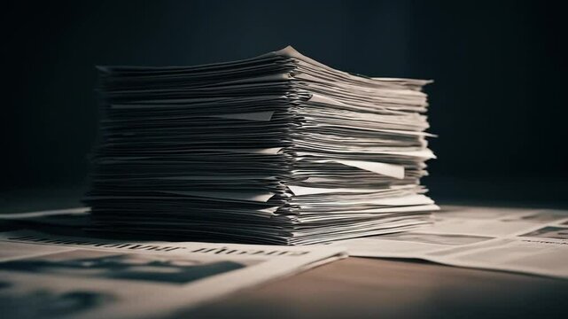 Stack of Newspapers in Dim Light
