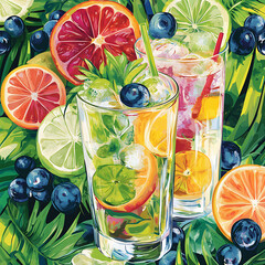 Seamless tile patterns combining cultural, modern, and botanical inspirations for commercial vector.
