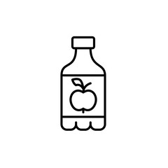 Apple on bottle, fruit juice. Pixel perfect vector icon