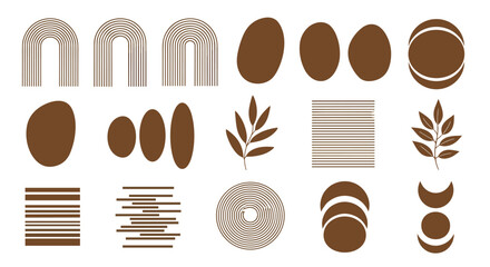 Earthy Geometric And Natural Shapes For Boho Style Design Elements Collection