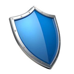 Blue metal shield icon isolated on transparent background