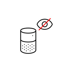 Vector icon of man at laptop with crossed-out eye, symbolizing hidden activity, private browsing, or invisible user status. Ideal for privacy apps, remote work tools, and secure interfaces