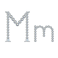 English letter (uppercase and lowercase) from luxury gemstone alphabet isolated on white background