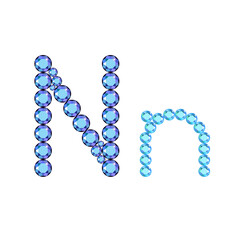 English letter (uppercase and lowercase) from luxury gemstone alphabet isolated on white background