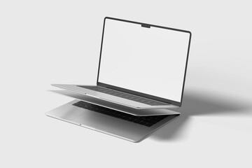 Realistic two laptop mockup blank	