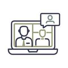 Online Conference icon for remote meetings, webinars, video calls, education, business presentations, blogs, websites, virtual collaboration