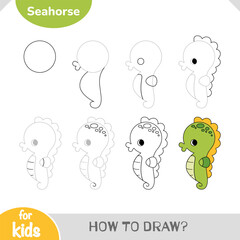 How to draw a cute seahorse step by step.
