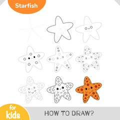 Learn how to draw a cute starfish with easy step-by-step guide. A fun sea-themed activity for preschoolers and young learners