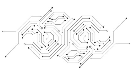 Circuit board black technology on white background. 