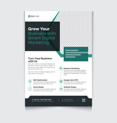 Corporate business cover and back page A4 flyer design template for print, brochure template, vector background.