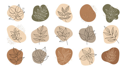 Abstract Botanical Leaves Art Shapes Illustration Set for Decoration and Designs