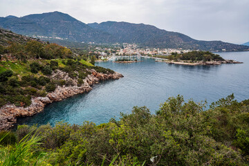 Coastal Town and Harbor View in Methana, Greece
