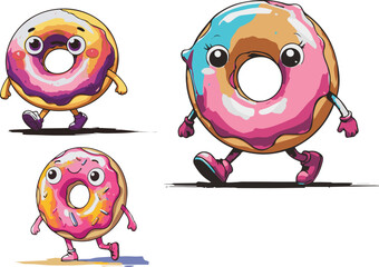 Minimalist Psychedelic Donut Cartoon with Cheeky Expression – Vector Illustration