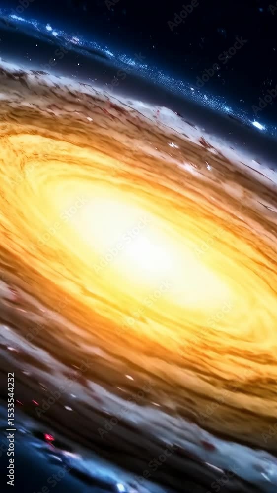 Wall mural spectacular spiral galaxy with glowing core and swirling arms in deep space filled with stars and co