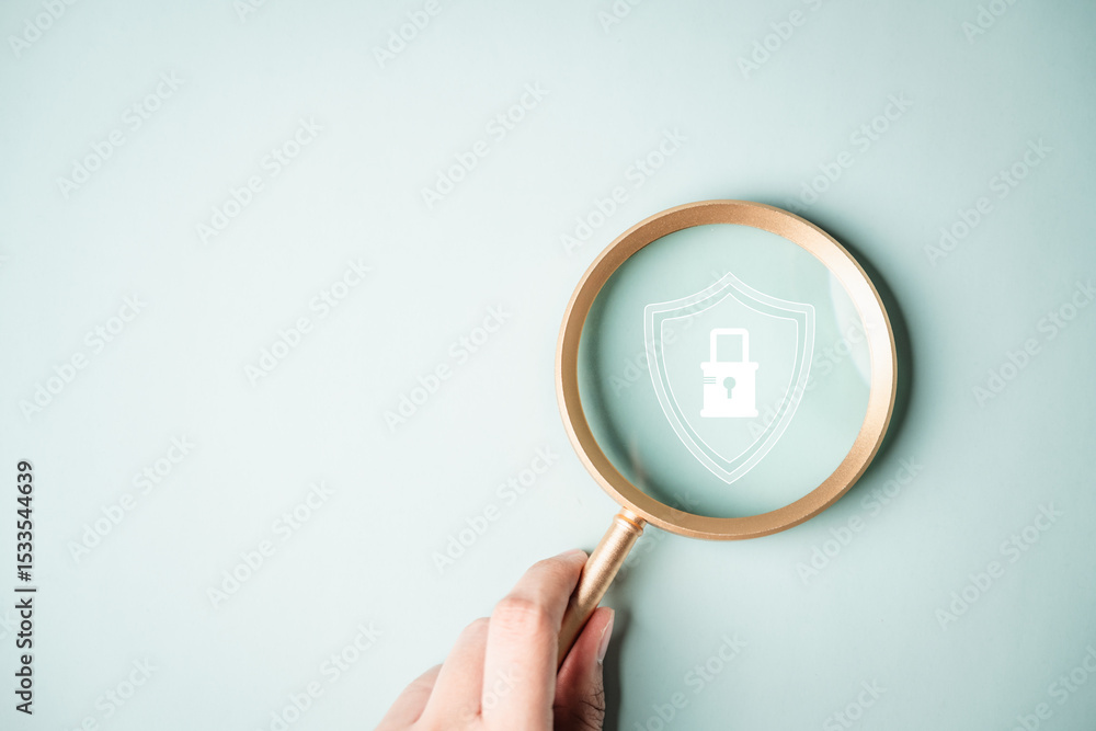 Poster cyber security system technology. secure information privacy. crime network technology.