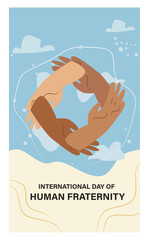 Harmonious International Day of Human Fraternity Illustration with Interlocking Hands-01