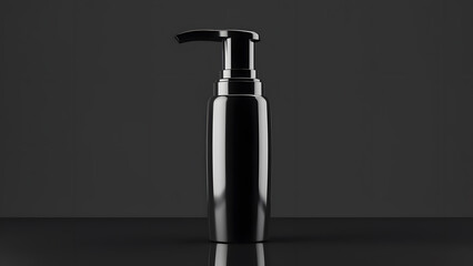 Glossy dispenser bottle mockup with chrome reflection