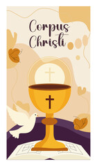 Reverent Corpus Christi Illustration with Bread, Wheat, and Chalice-04
