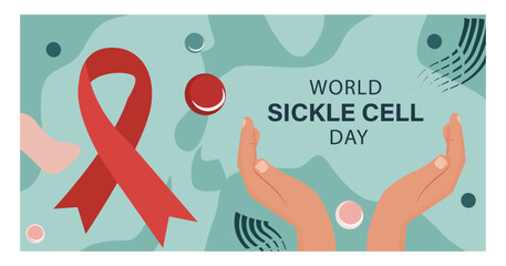 Visual World Sickle Cell Day Illustration with Blood Cells and DNA-04