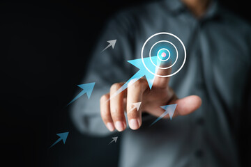 Target objective success goal dart. Bullseye growth aim. Strategy performance.