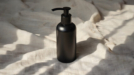 Standing pump bottle with clear vertical shadows