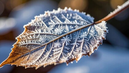 Naklejka premium Frozen leaf in winter