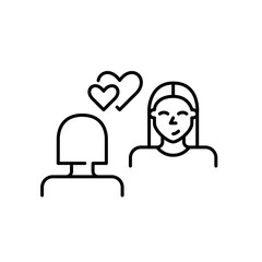 Two girls on a romantic date. Women love relationships. Pixel perfect vector icon