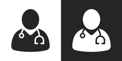 Doctor black and white icon vector illustration