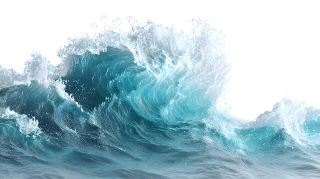 Beautiful blue ocean wave with cascading white foam against a stark black backdrop showcasing power
