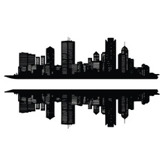 Fototapeta premium boston city skyline silhouette set, Black & White silhouette set 