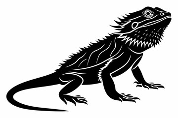 Fototapeta premium bearded dragon sihouette black vector 