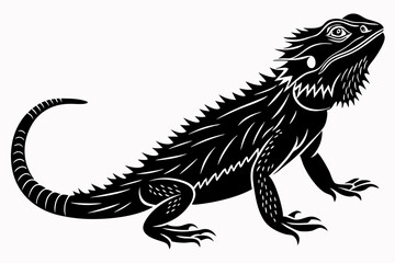 Fototapeta premium bearded dragon sihouette black vector 