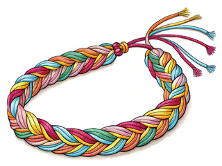 Colorful braided friendship bracelet illustration isolated on white background
