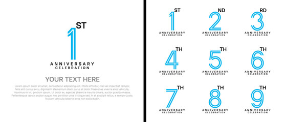 logo anniversary set. blue and black color on white background for special event