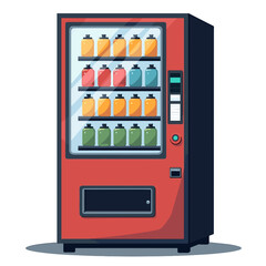 Vending Machine with Colorful Drinks, Illustration of a Retro Style Vending Machine Filled with Various Beverages