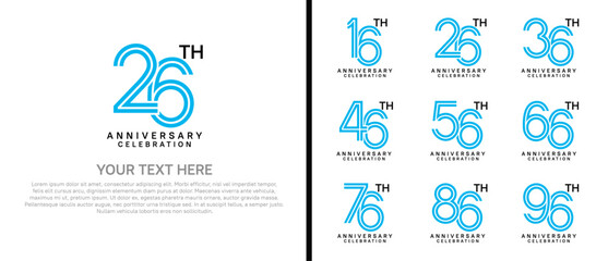 logo anniversary set. blue and black color on white background for special event