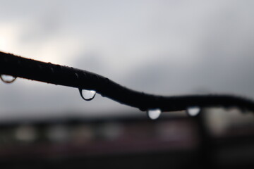 close a water drop on the wire
