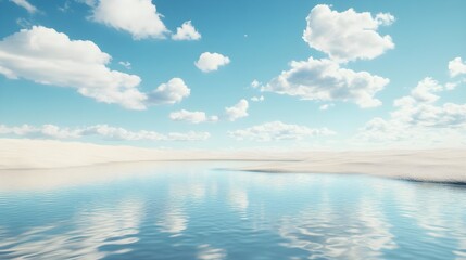 Obraz premium Serene beachscape tranquil waters white sand clouds