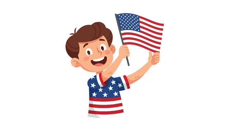 Cartoon Boy Celebrating 4th of July